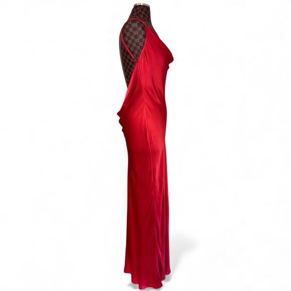 Meshki Jade Cowl Neck Backless Red Maxi Slip Dress Size XXL Goddess Glam Formal - Picture 3 of 15